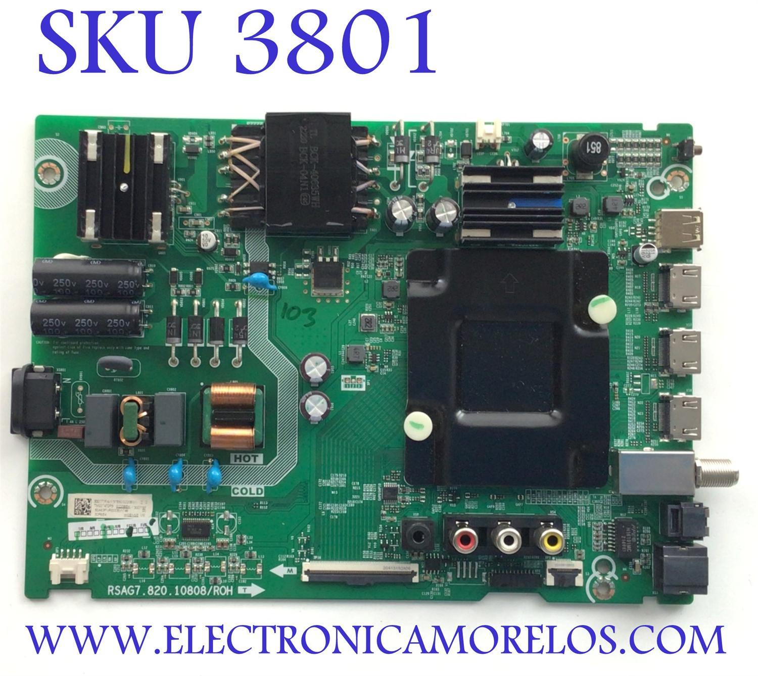MAIN FUENTE (COMBO) PARA TV HISENSE·ROKU TV 4K·UHD·HDR / NUMERO DE PARTE 300777 / RSAG7.820.10808/ROH / 300776 / 50A53FUR(0008) / H41802PNP33A1 / PANEL HD500Y1U51/T0L2/MX\GM\CKD3A\ROH / DISPLAY T500QVN03.7 / MODELO 50R6E4 50A53FUR